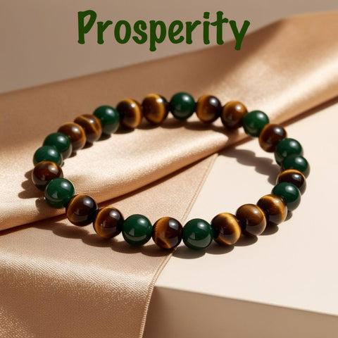 Reiki Infused Tiger’s Eye and Green Aventurine Bracelet For Prosperity